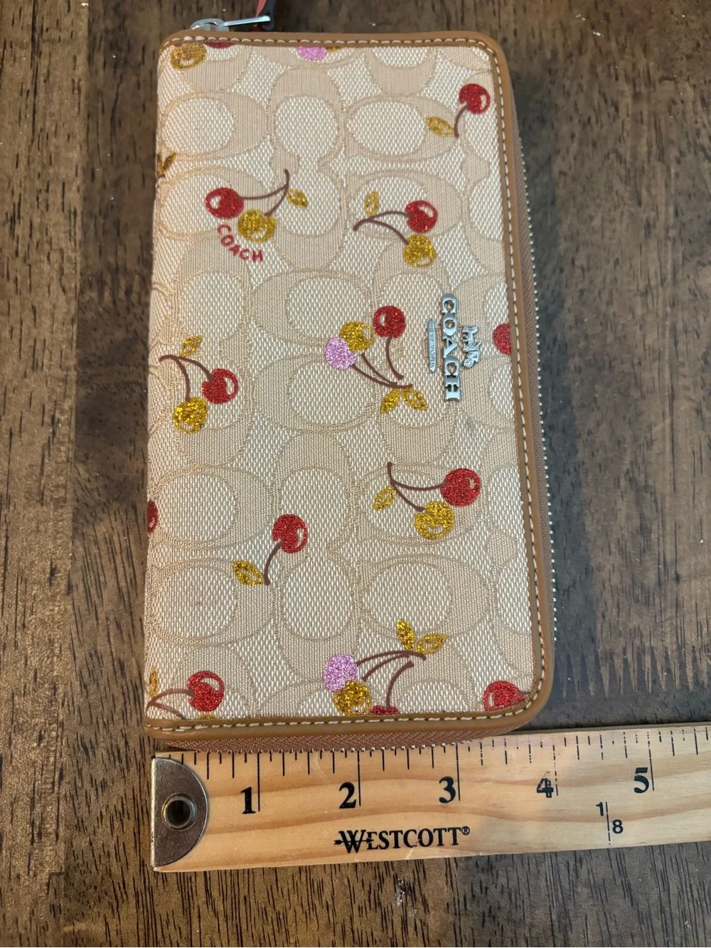 Coach Glitter Cherry Zip Around Accordian Wallet - Picture 6 of 7